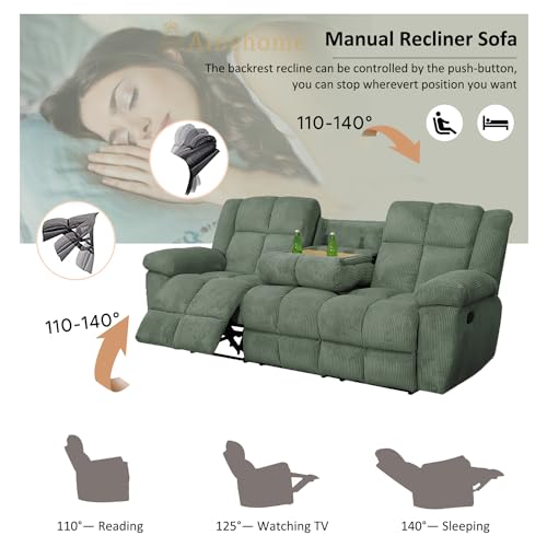 A Ainehome Manual Recliner Sofa Set, Corduroy Recliner Chair, Modern Loveseat Sofa, Modern Reclining Sofa Couch and Recliner Couches for Living Room/Office(Sofa, green)