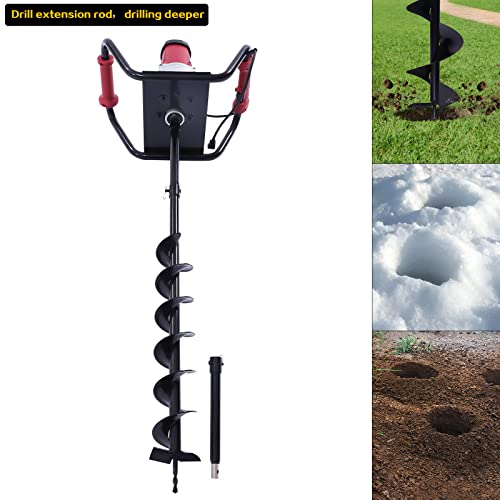 Post Hole Digger, 1500W Electric Post Hole Auger Earth Auger Digging Drill Digging Machine with 4" Digging Auger Bit and Extension Bar Set for Planting, Trenching in Garden