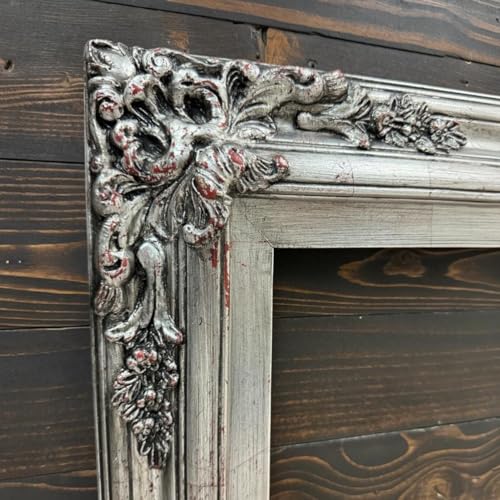TV frame for Samsung The Frame TV, fits 32, 43, and 50 inch TVS. Antique Silver Leaf (not for use with other models) Handmade wood ornate TV Frame.