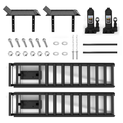 2 Pack Hydraulic Car Ramps, 11050LBS 5T Car Ramp High Lift 9"-14.2", Heavy Duty Steel Car Lift Ramp, Automotive Truck Service Ramps for Oil Changes Support Jack for Maintenance, Black