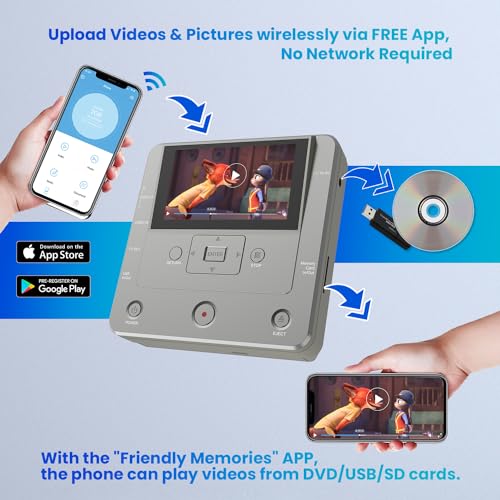 VHS to DVD Recorder, TV to USB Device or SD Card or HDD Recorder, Smart Phone WiFi to DVD/USB/SD/HDD Copy, WiFi APP Media Recorder【Comes with 10 Free DVD-R 】