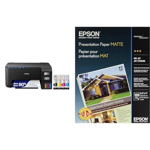 Epson EcoTank ET-2400 Wireless Color All-in-One Cartridge-Free Supertank Printer with Scan and Copy – Easy, Everyday Home Printing, Black