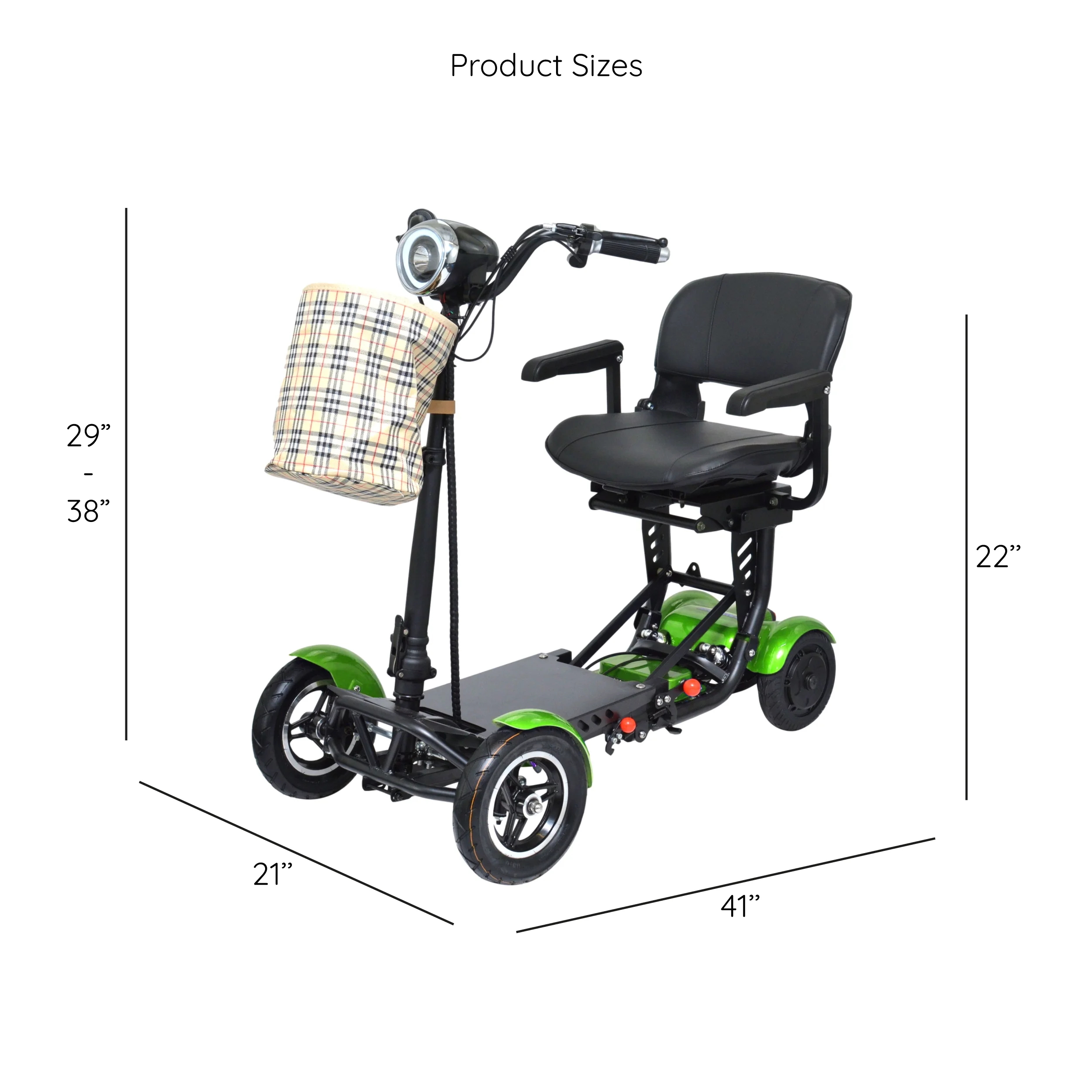 Bangeran Electric Mobility Scooter, 4 Wheel Foldable Portable, Up to 12 Miles - Blue