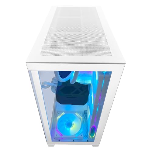Superview Gaming PC Desktop Computer - AMD Ryzen 7 5700X 3.4GHz, RTX 4060 8G, 32GB DDR4 RAM 3200, 1TB M.2 PCIE + 2TB SATA SSD, 650W PSU, 360mm AIO, 11AC Wi-Fi, Windows 11 Pro 64-bit, White