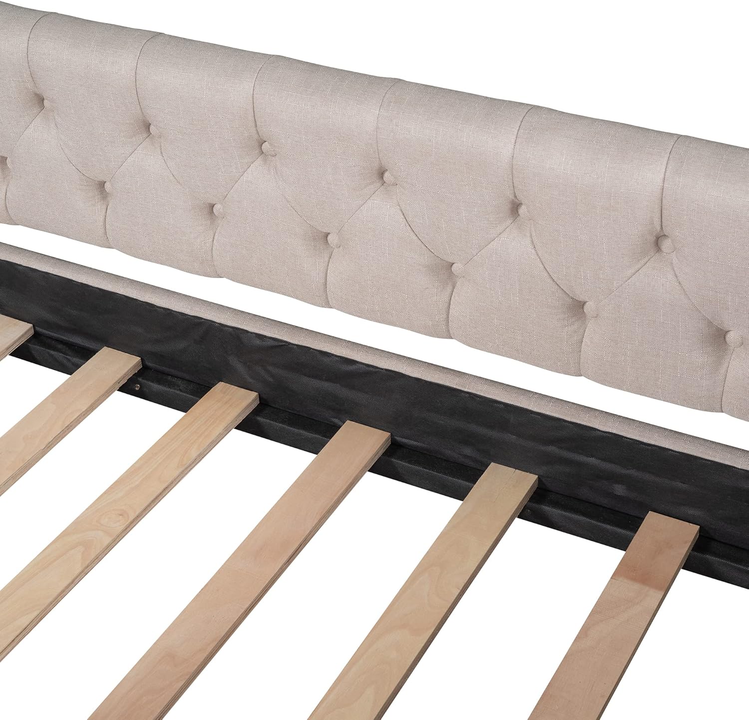 Full Upholstered Daybed Frame with Storage Drawers, Full Size Sofa Bed for Bedroom Living Room Guest Room, Wood Slat Support, Beige