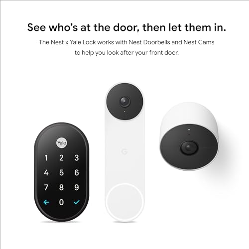 Google Nest x Yale Lock - Tamper-Proof Smart Lock for Keyless Entry - Keypad Deadbolt Lock for Front Door - Satin Nickel