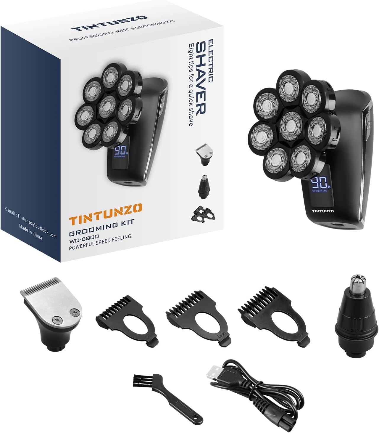 Head Shaver 8D - Electric Head Shavers for Bald Men with Wet and Dry Head - Cordless, Rechargeable, Ergonomic Design - Multifunctional Electric Razor Pack of 2