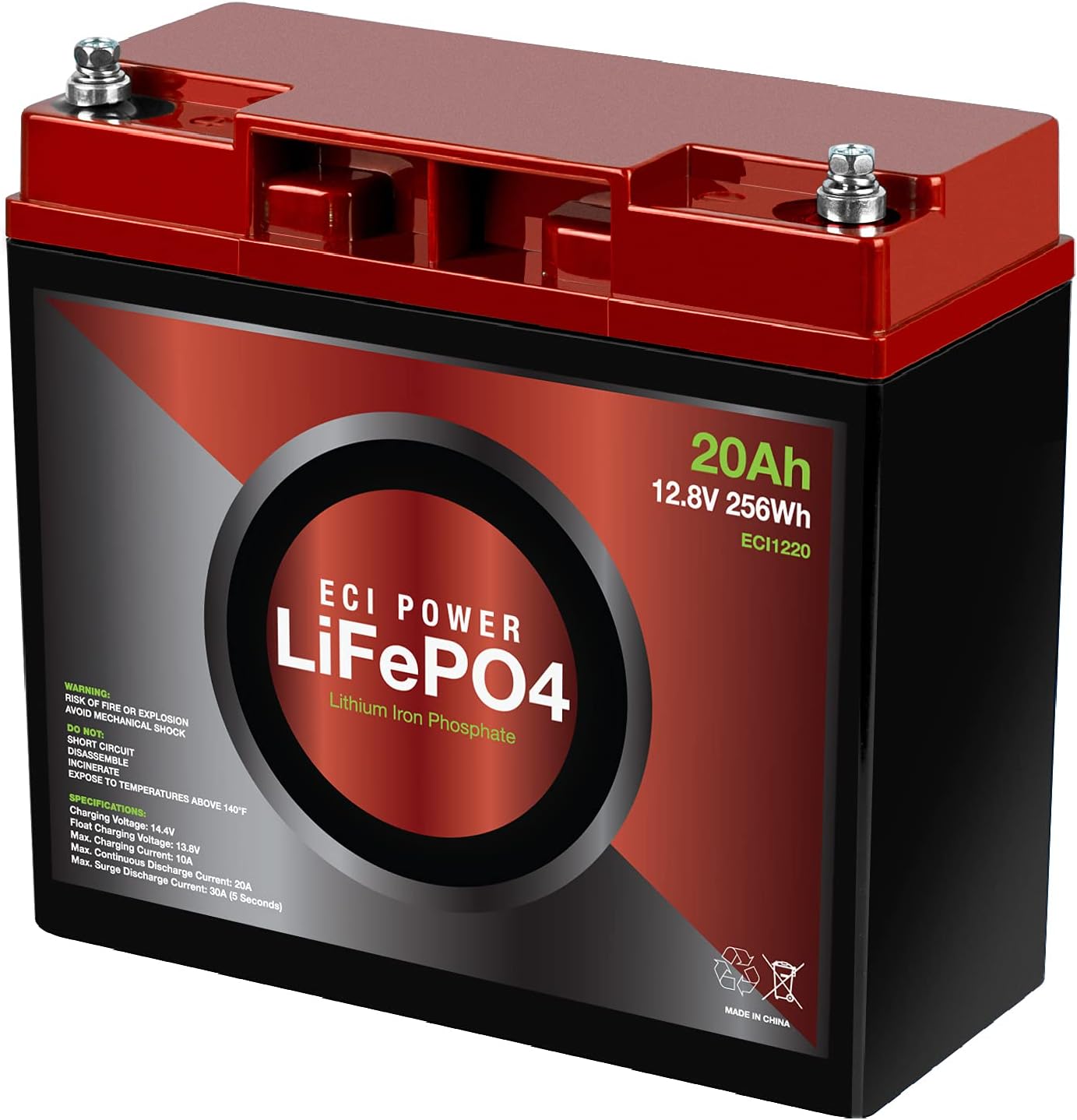 ECI Power 12V 200Ah Lithium LiFePO4 Deep Cycle Rechargeable Battery | 2000-5000 Life Cycles & 10-Year lifetime | Built-in BMS | Perfect for RV, Solar, Marine, Overland, Off-Grid Applications