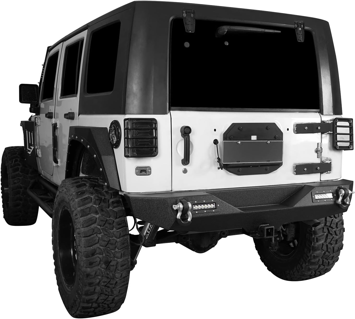 u-Box Wrangler JK Bumpers Combo - Different Trail Front & Rear Bumpers Kit w/ Winch Plate & Hitch Receiver & LED Lights for Jeep Wrangler JK 2007-2018