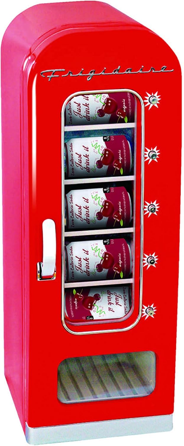 FRIGIDAIRE EFMIS045-RED Retro Perfect for Office, Dorm Rooms, Bar or Home, Mini Fridge 10 Can Soda Vending Machine, Red
