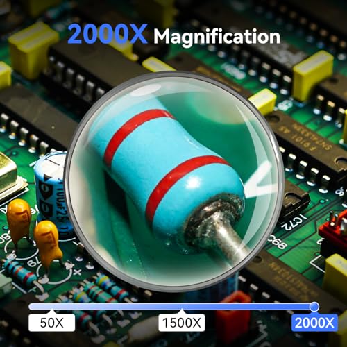 TOMLOV TM4K Max 4K Digital Microscope 2000x, 52MP Spin Arm Soldering Microscope for Adults, 10.1" HDMI Electronics Repair Microscope with Ring Light, Larger Base LCD Coin Microscope Full View, 64GB