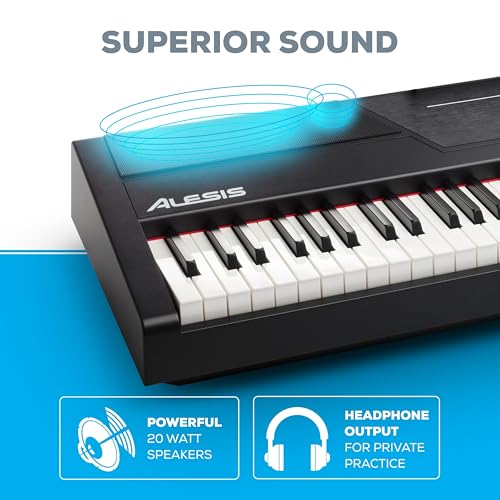 Alesis Recital Pro - 88 Key Digital Piano Keyboard with Hammer Action Weighted Keys, 2x20W Speakers, 12 Voices, Record and Lesson Mode, FX and Display