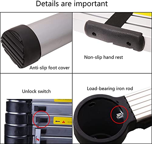 Ladders,Telesladder 2.3M Aluminum Telesladder Portable Loft Ladder Foldable Non-Slip Extendable for Outdoor Indoor Roof Work/19Ft/5.9M