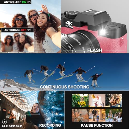 48MP Digital Cameras for Photography with WiFi & App Control,4K Autofocus Vlogging Camera for YouTube with 16X Zoom, Anti-Shake, 32GB TF Card, Dual Batteries, 52mm Wide Angle & Macro Lens (S100 Black)