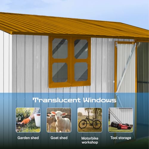 10' x 8' Large Outdoor Storage Shed, Sturdy Metal Building w/Windows & Lockable Doors for Garden, Backyard, Poolside and Lawn, Grey