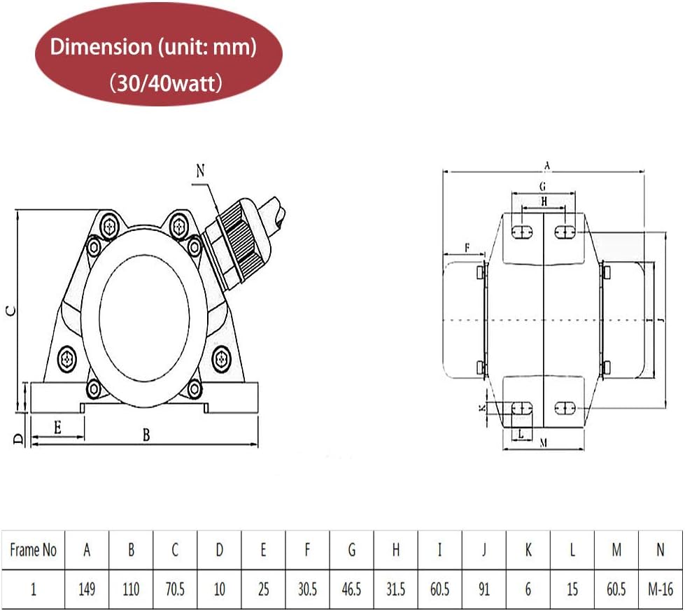 ATO AC 110V Concrete Vibrator motor, 1 Phase 100W Vibration Motor 3600rpm, Aluminum Alloy Vibrating Vibrators for Shaker Table, with CE certificate