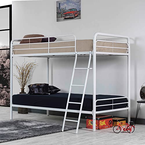 Better Home Products Twin Over Twin Metal Bunk Bed in Black