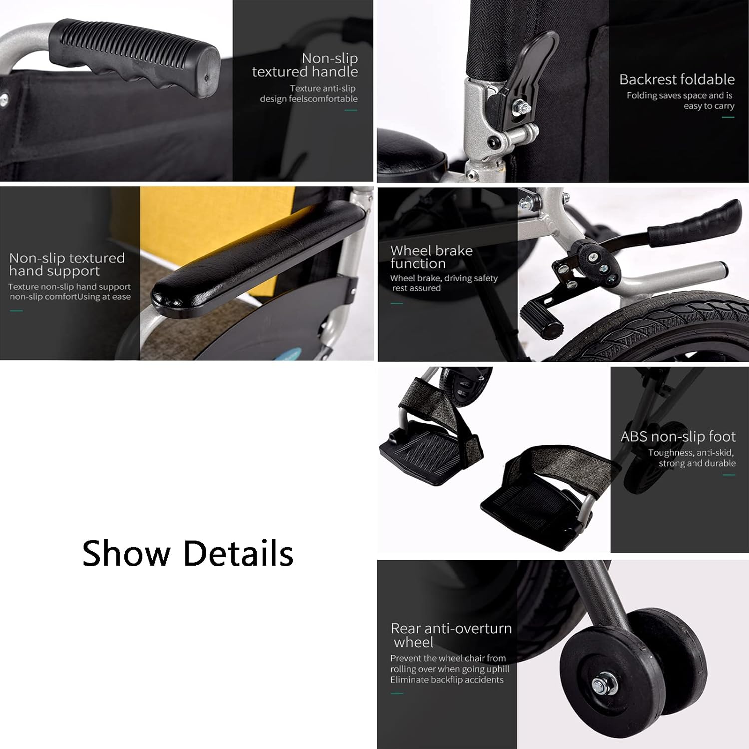 Lightweight Electric Wheelchair, Folding Portable Travel Transport Scooter, Designed for Comfortable Safe Travel, Front and Rear Dual Control