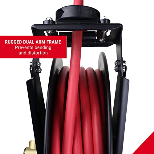 Milton 2780-50D Steel Dual Arm Air Hose Reel (1/2" x 50 ft.) and Milton 2780-6LH Air Leader Hose (1/2" x 6 ft.)