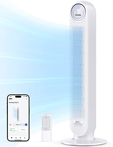 Dreo Space Heater, Portable Electric Heaters for Indoor Use, 70° Oscillation, 12H Timer & Tower Fan with Remote, 90° Oscillating Bladeless Fan, 42 Inch, Quiet with 6 Speeds