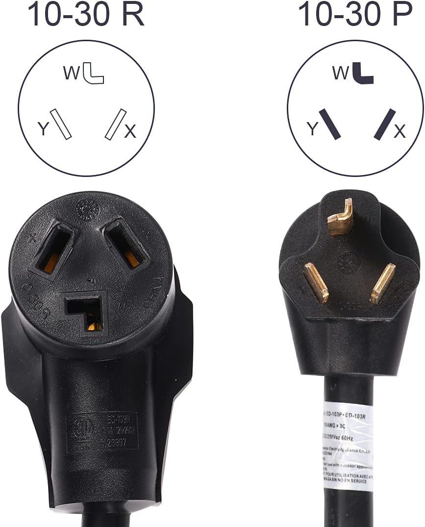 Livtor 25FT Dryer Extension Cord 3 Prong 30 Amp NEMA 10-30P to 10-30R Heavy Duty Thick Cord, Used for Dryer Extension and EV Charging Pack of 2