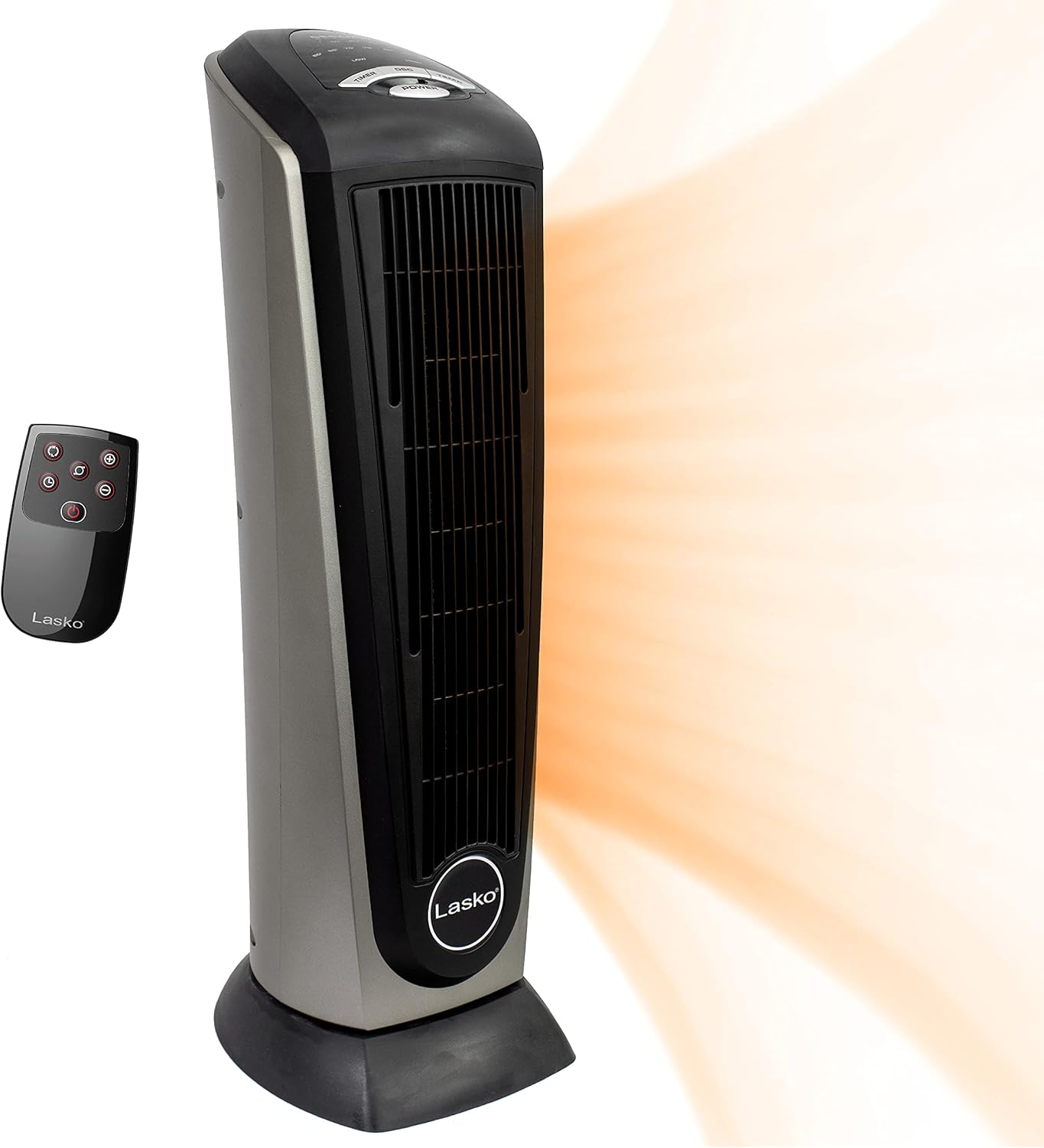 Lasko 755320 Ceramic Space Tower Heater, 8.5&Prime;L x 7.25&Prime;W x 23&Prime;H, Silver
