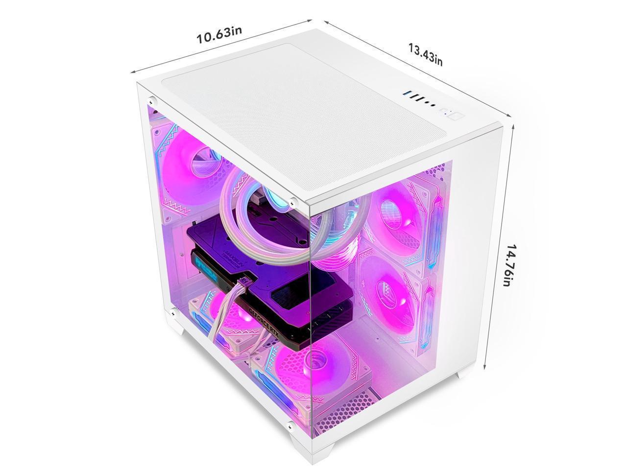 Orangexin Pontos Gaming PC -AMD Ryzen7 5700G 3.8GHz ,Radeon RX 6500XT 4G,32GB DDR4 RAM,1TB M.2 PCIe SSD Desktop, Liquid Cooler, WIFI, RGB Fans, HDMI,Bluetooth,Windows 11 Pro-White