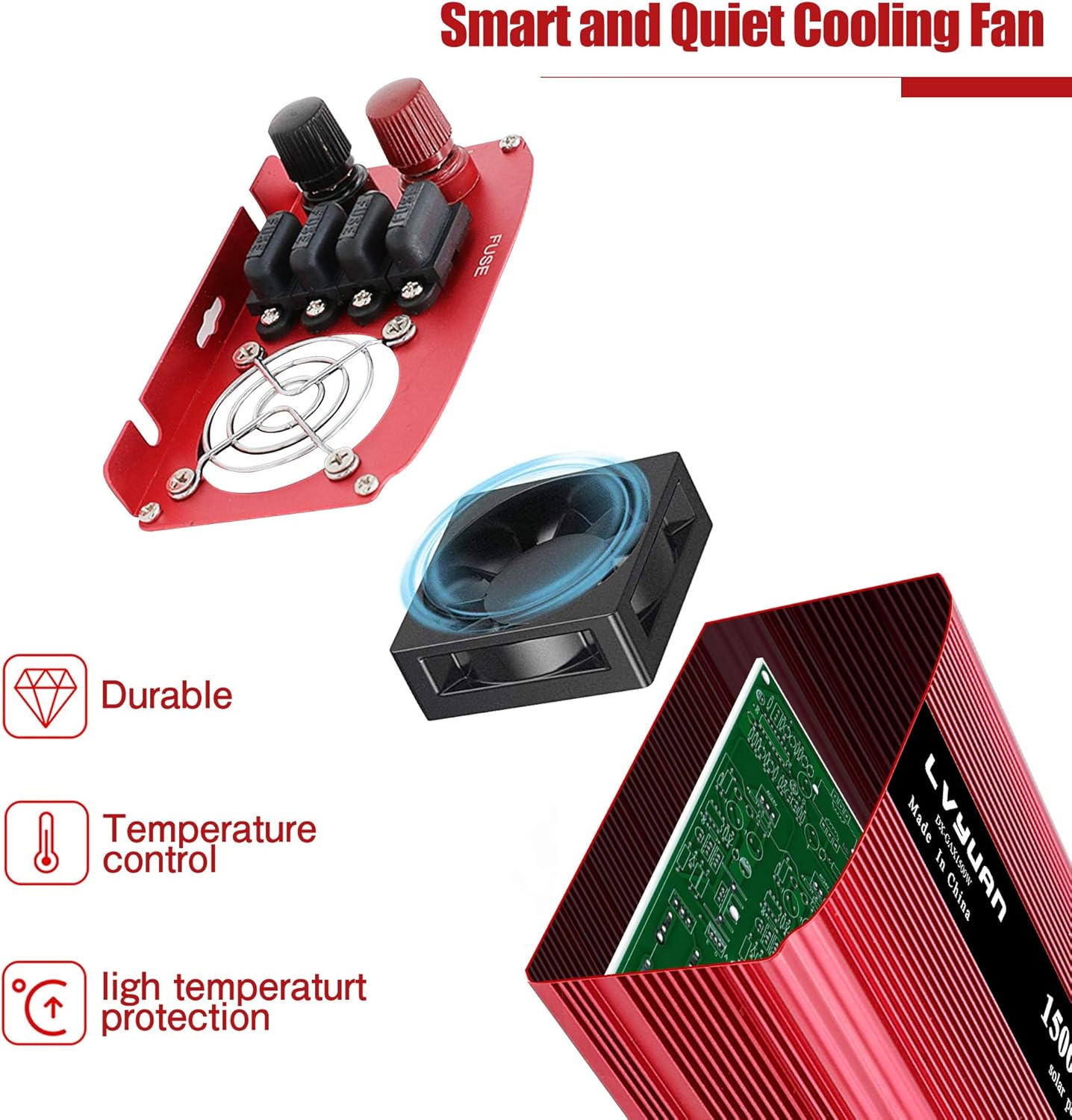 LVYUAN 1500W/3000W Power Inverter Dual AC Outlets and Dual USB Charging Ports DC 24V to 110V AC Car 24V Inverter Converter with Digital Display 4 External 40A Fuses for Blenders, vacuums, Power Tools