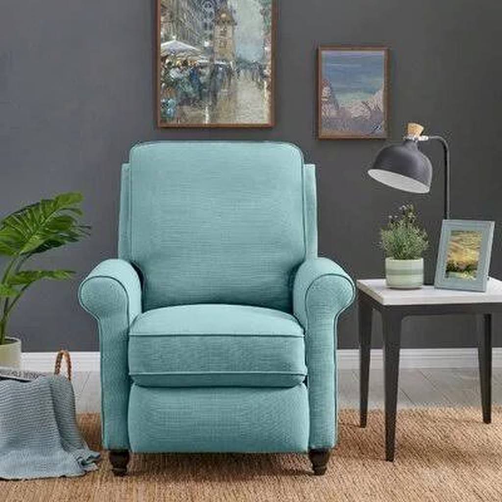 Leni 33.5x22 Wide Manual Standard Recliner Andover Mills Fabric: Sky Blue Polyester