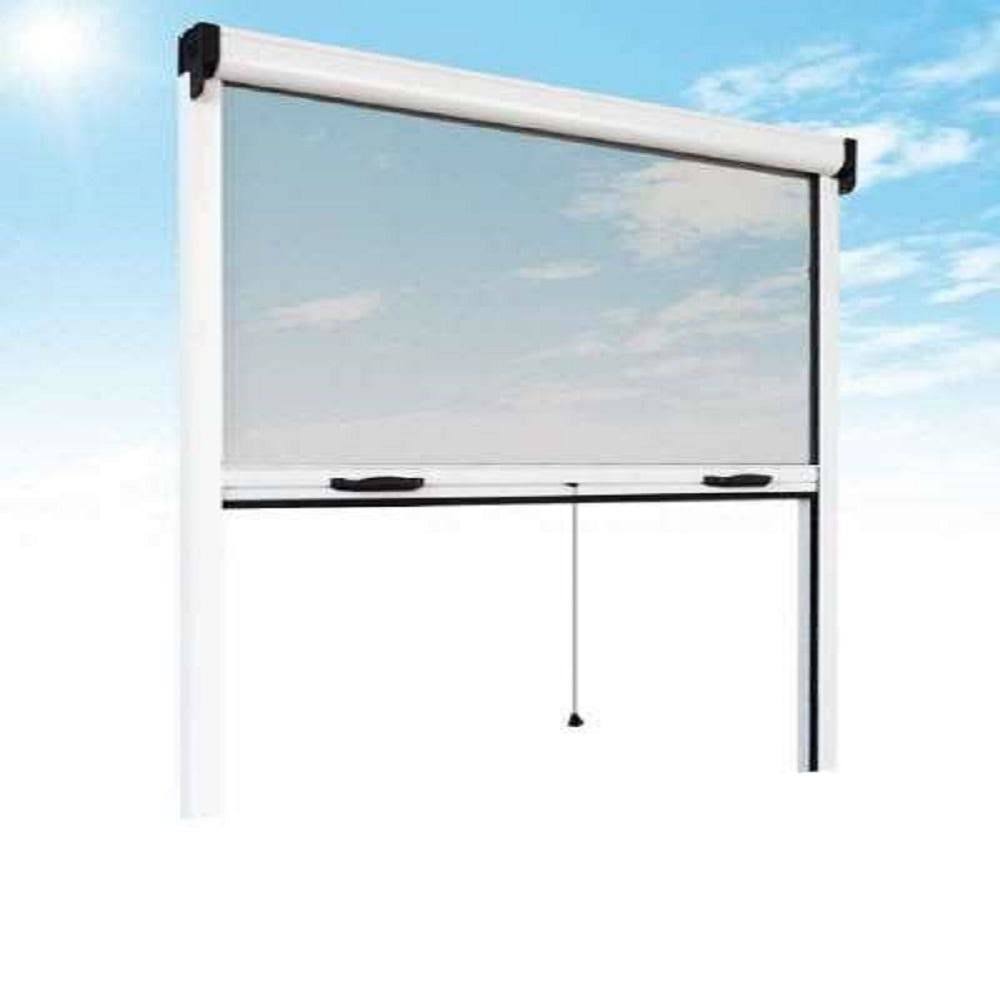 Retractable Bug Screen 55 in. x 67 in. Adjustable Width/Height White Aluminum Fiberglass Vertically Retractable Window Insect Sc