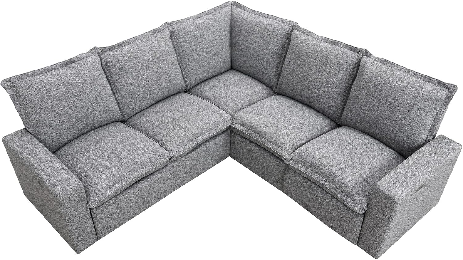 89'' Modular Sectional Sofa Couch, Convertible L Shaped Sofa with Power Recliner Chair, Modern 5-Seater Corner Sofa with USB Port, Seating Soft Chair Couch for Living Room, Home Office, Theater