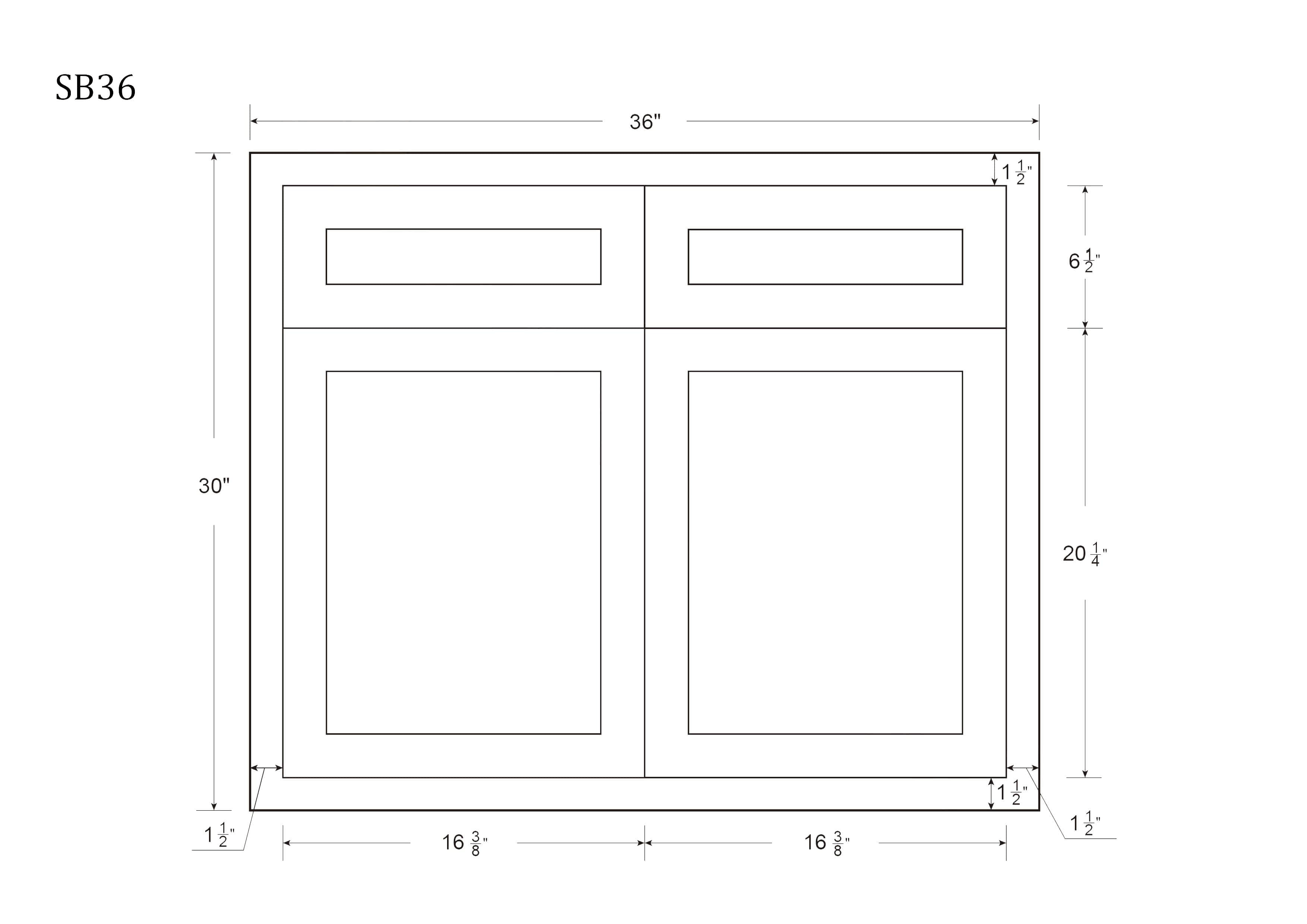 RTA Wholesalers 33 inch Wide Sink Base Kitchen Cabinet Snow White Inset Shaker - Double Door with False Front Drawer - Unassembl