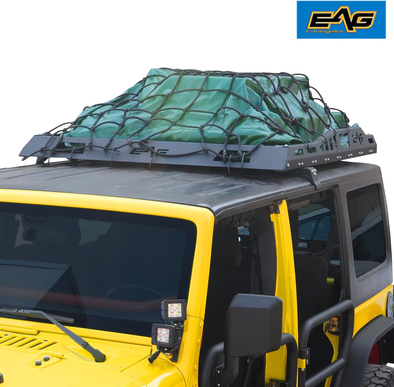 EAG Roof Rack Cargo Carrier Basket Hard Rooftop Fit for 07-18 Wrangler JK 2/4Door
