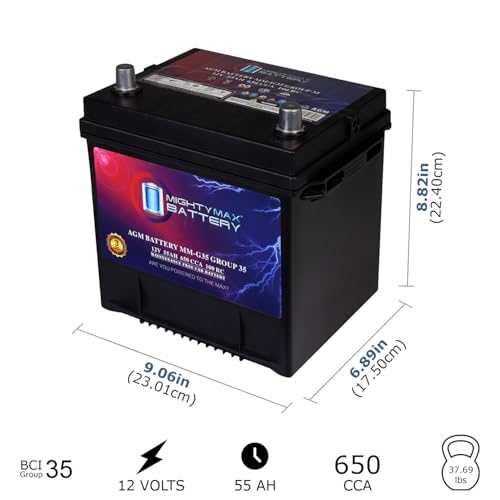 Mighty Max Battery MM-H5 Start and Stop Car BCI Group Size 47 12V 60 AH, 100RC, 680 CCA Rechargeable AGM Car Battery