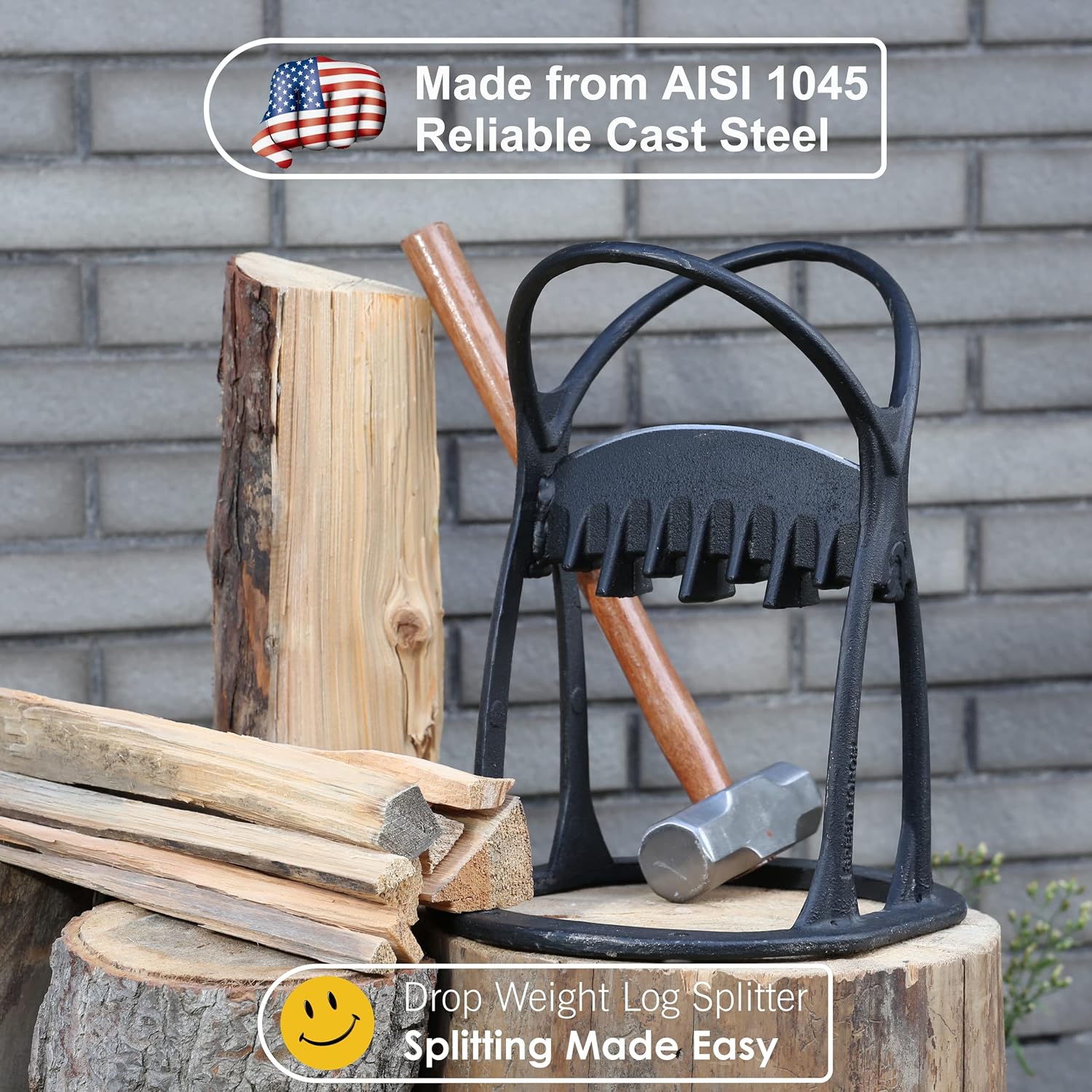 SPEED FORCE Firewood Splitter-Kindling Splitter-Log Splitter-Wood Splitter-Kindling Cracker �C No Axe��Manual Log Splitter Wedge Made from CAST Steel Pack of 2