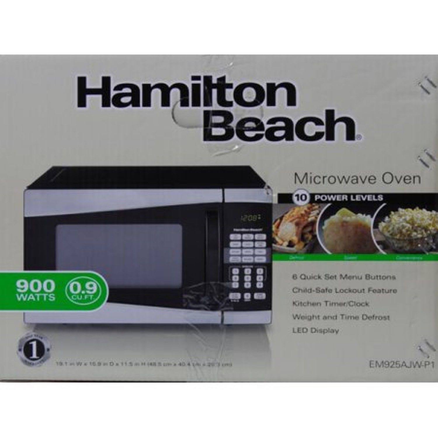 Hamilton Beach 900W Microwave - 0.9 cu ft - Stainless Steel/Silver