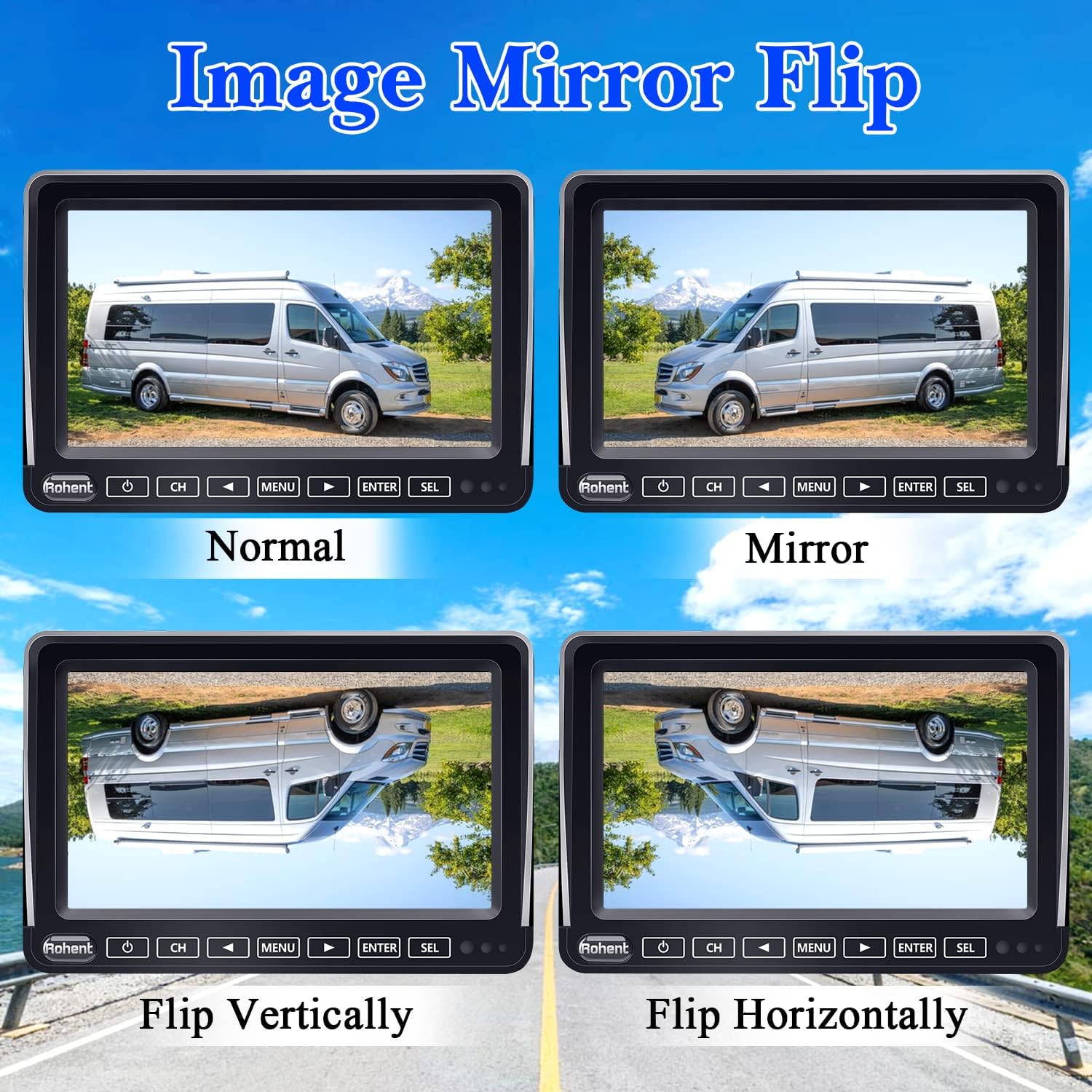 Wireless Backup Camera RV HD 1080P 7'' Touch Key DVR Monitor Rear View System Infrared Night Vision Waterproof for Truck Trailer Camper 4 Channels Adapter for Furrion Pre-Wired RVs Rohent R9
