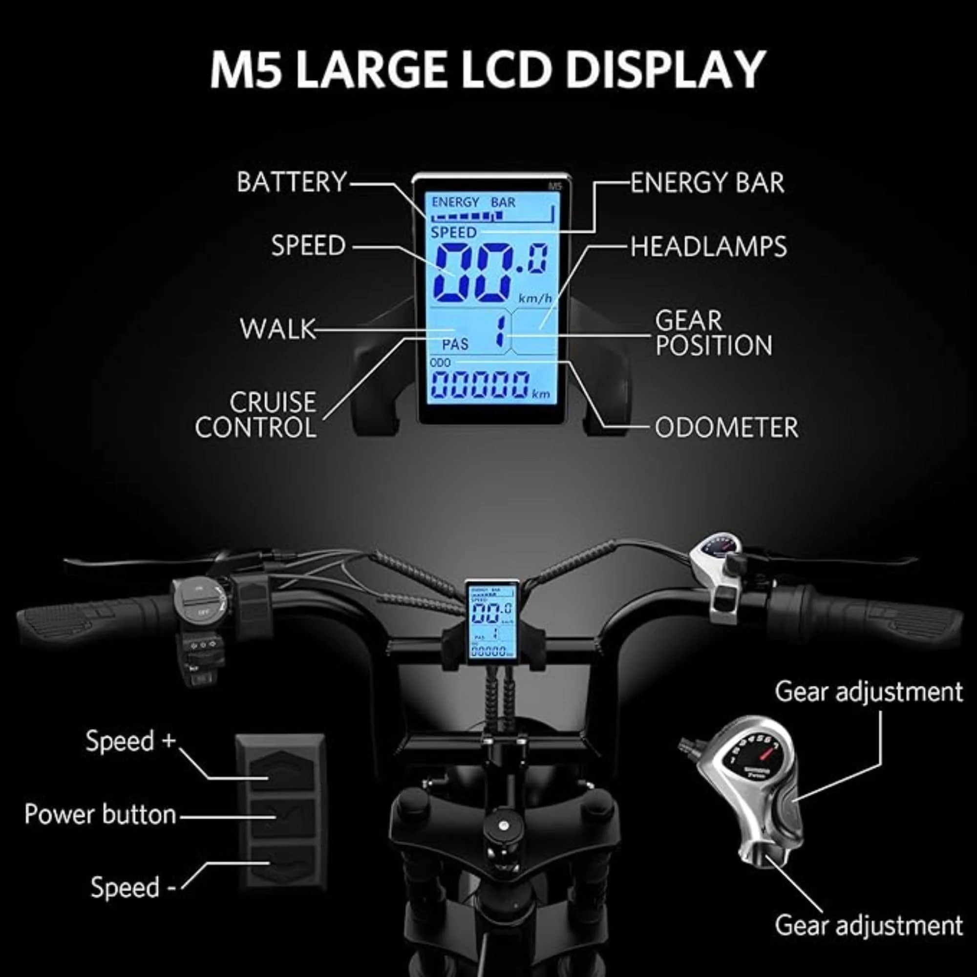BreezeRider 20" Fat Tire Electric Bike for Adults 750W Brushless Motor 48V 15AH Removable Battery Ebike Commuter Electric Mountain Bike 7-Speed Dual Suspension