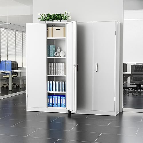 Incbruce 72” Metal Storage Cabinet, Garage Cabinets and Storage System with Doors and Shelves, Tall Lockable Tool Cabinet for Garage, Office, Home (Black)