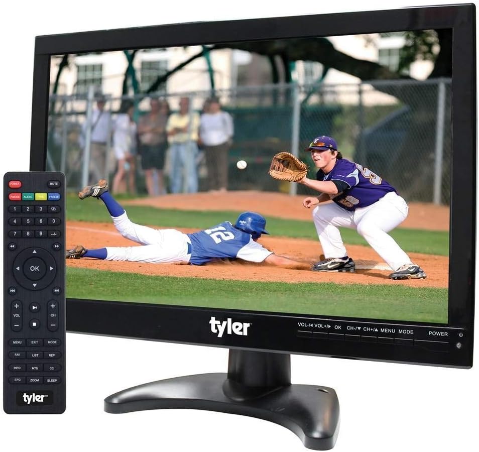 Tyler 14�� Portable TV LCD Monitor 1080P Rechargeable Lithium Battery Operated, 3 Antenna, HDMI, SD, USB, RCA, FM Radio, Digital Tuner, AV Inputs, AC/DC, TV Stand and Remote Control For Kids Car Travel