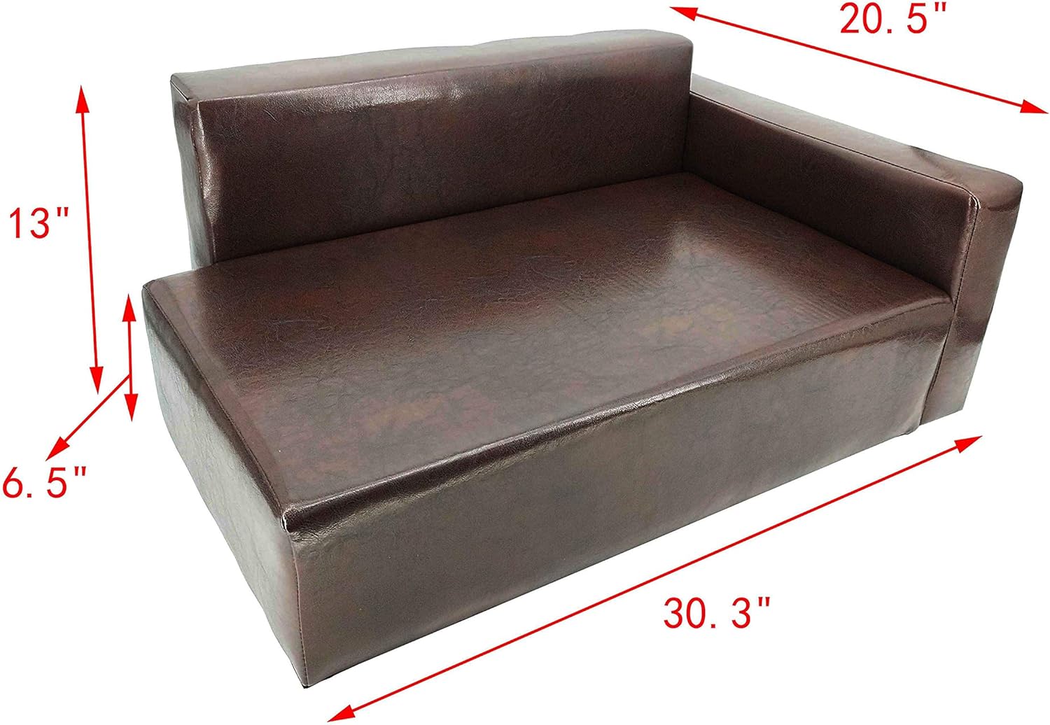 Dog Sofa Bed Brown Synthetic Leather Recliner L Lounge Chair Couch Seat Chaise 30X20x13 Seating Area Is 27X16" Great For Smaller Dogs Parts Nested. Peel Black Liners To Find Smaller Parts. 10058-NF