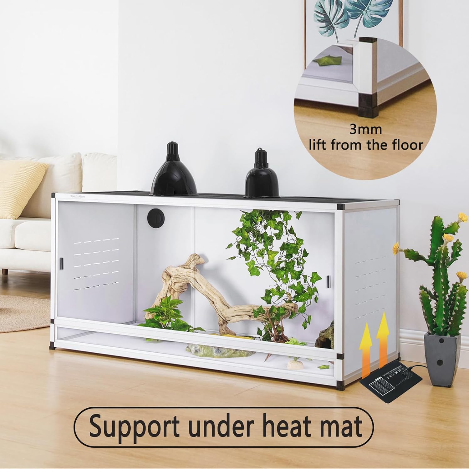 Reptile Terrarium 120 Gallon Large, PVC Enclosure Breeding Tank for Bearded Dragon Gecko Lizard Snake, Wide Breeding Lounge Vivarium Area with Ventilation, Suit for Juvenile to Adult Reptiles
