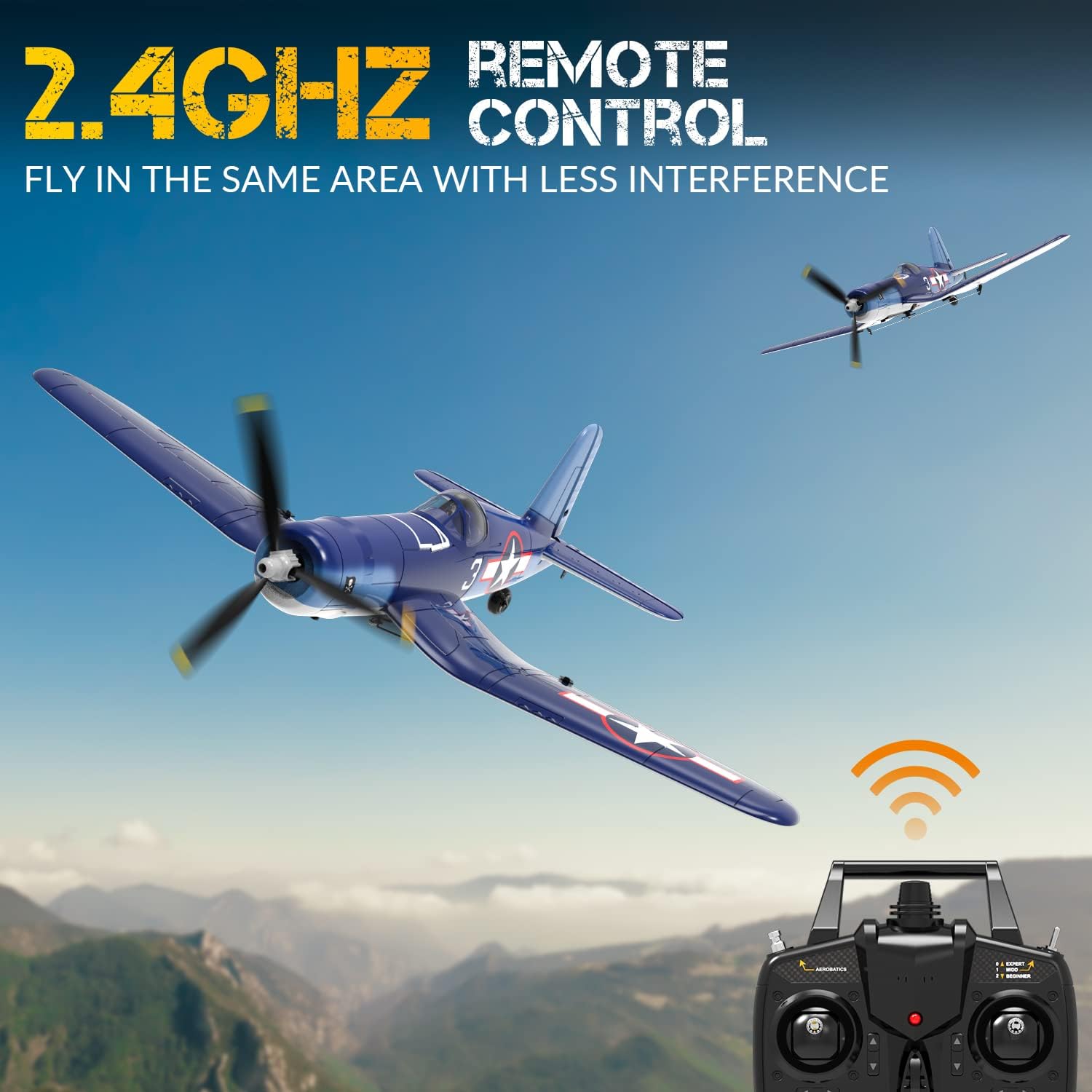 VOLANTEXRC RC Plane 4CH RC Airplane BF-109, andF4U Corsair Ready to Fly with Upgraded Canopy, Xpilot Stabilization System&One Key Aerobatic Function for Beginners, Adluts