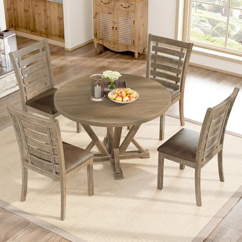 Dolonm Square Dining Table, Farmhouse Rustic Look Square Table for 4 Seaters, Antique Kitchen Table Counter Table, 1pcs Table for Kitchen, Dining Room, Light Brown