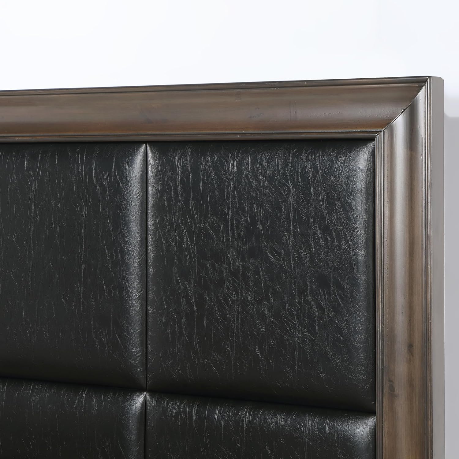 Roundhill Furniture Aetheria Contemporary Wood 6-Piece Bedroom Set, Upholstered Storage Panel Bed, Dresser, Mirror, 2 Nightstand, and Chest, Queen, Dark Brown
