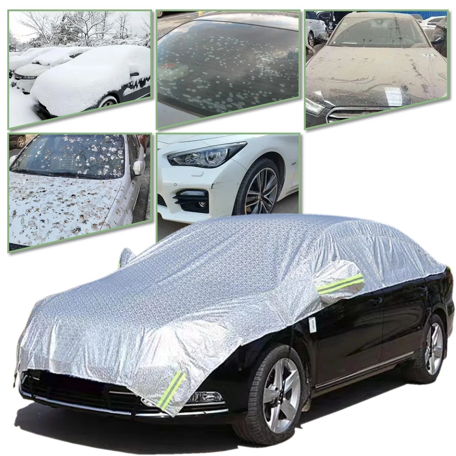 Car Windshield & Roof Snow Cover Thicken Winter Ice Frost Guard Half Car Cover