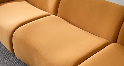 135" Curved Sectional Sofa with Left Chaise Longue,Modern Boucle Fabric Upholstered Modular Cloud Couch with Two Throw Pillows,Oversized 6-Seat Sofa for Living Room,Bedroom,Apartment,Beige