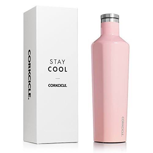 Corkcicle Canteen Classic Collection-Water Bottle u0026 Thermos-Triple Insulated Shatterproof Stainless Steel, 25 oz, Gloss Rose
