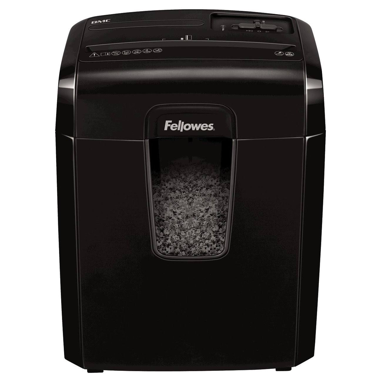 Fellowes MicroCut Shredder with Wastebasket, 8 Sheet Capacity - Black