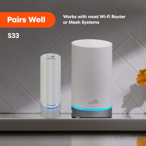 ARRIS (S33) - Cable Modem - Fast DOCSIS 3.1 Multi-Gigabit Cable Modem For Comcast Xfinity, Cox, Spectrum & More 1 & 2.5 Gbps Ports 2.5 Gbps Max Internet Speeds 2 Year Warranty - (No Built-in Wifi)